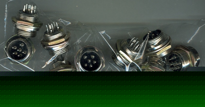 Lot (10) six pin din round male chassis mount connector