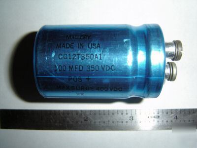 Lot of 7 mallory cg electrolytic capacitor 100UF @ 350V